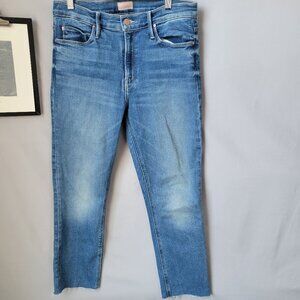 Mother The Mid Rise Dazzler Crop Fray Hem Denim Jeans Different Strokes 29
